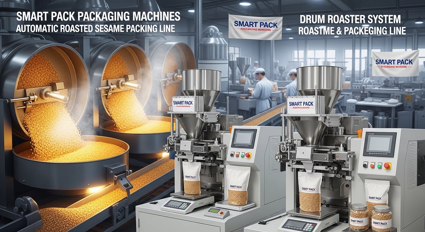 Sesame factory development starts with roasting methods and modern packing machines