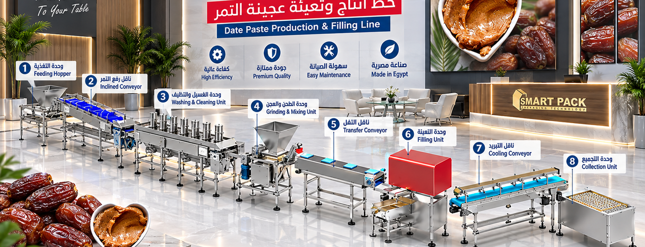 خط إنتاج وتعبئة عجينة التمر الصناعية | Smart Pack 
