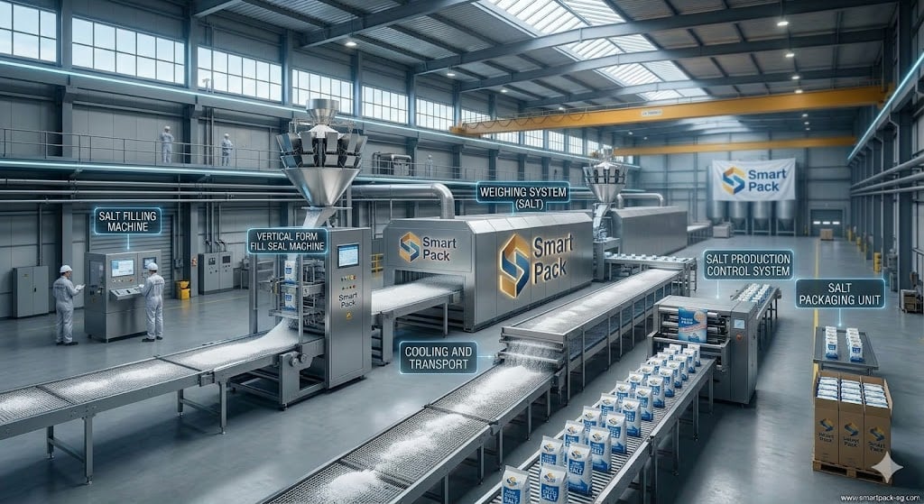 تصنيع ملح الطعام محليا والمواد المستخدمة فى صناعتة وماكينة تعبئة وتغليف الملح