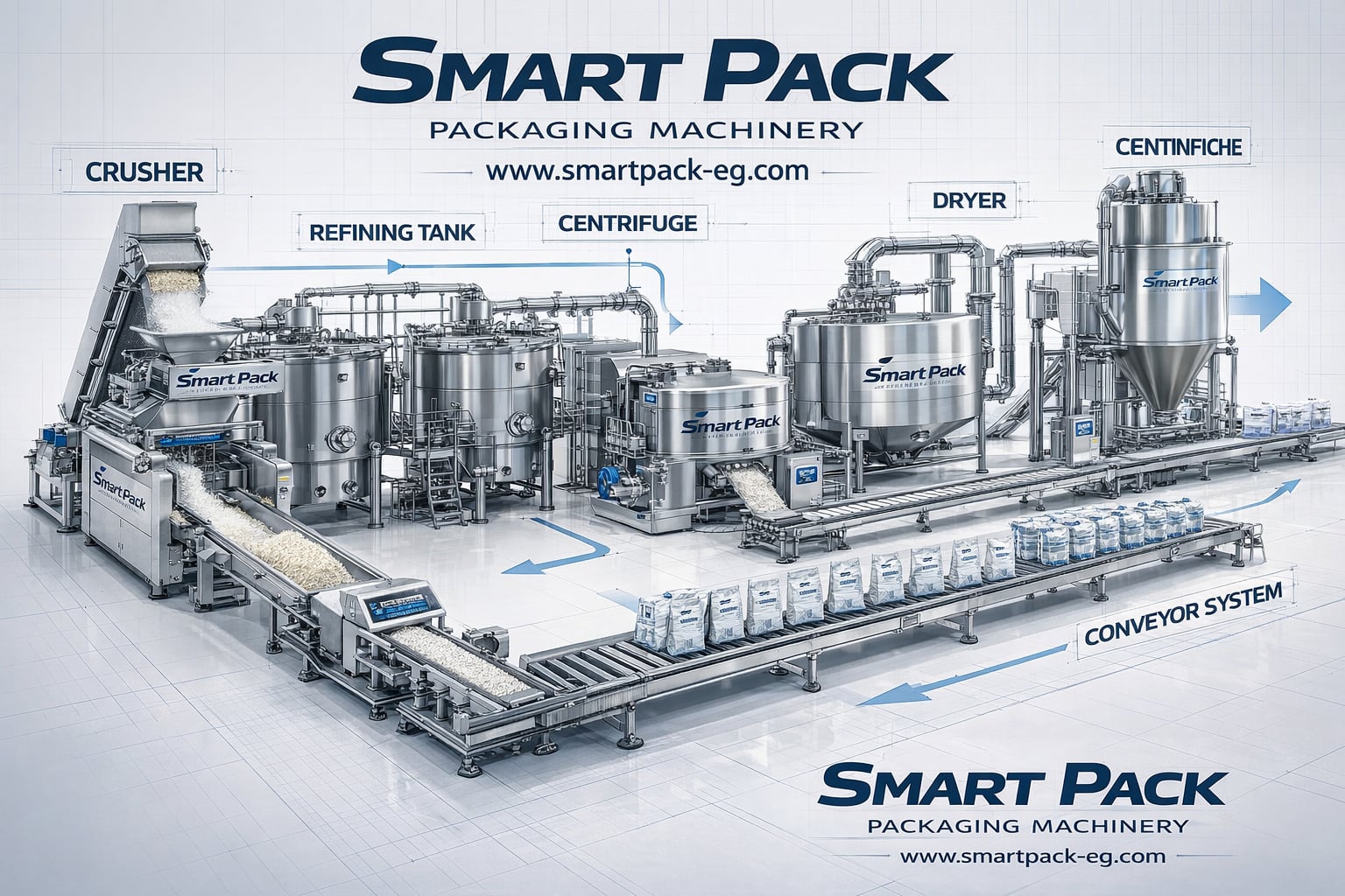انواع ومصادر السكر وتصنيعة وماكينات تعبئة وتغليف المنتج بعد الصنع