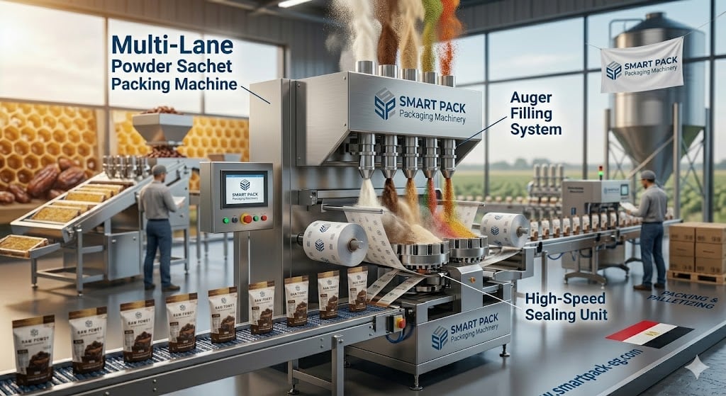 طوّر إنتاجك بآلة تعبئة البودرة متعددة الرؤوس وزد سرعة مصنعك