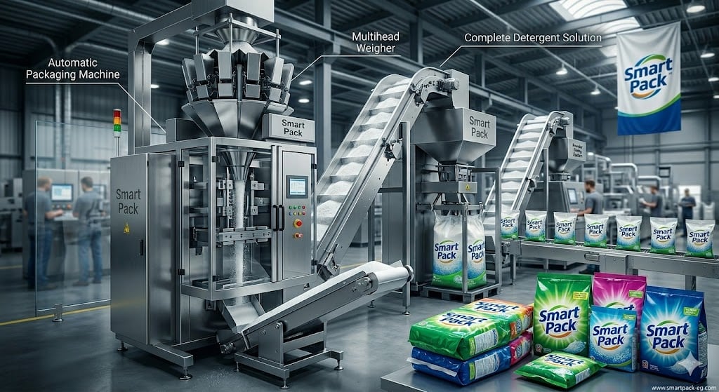 انتاج وتعبئه وتغليف مسحوق الغسيل وماكينات تعبئة وتغليف المنتج