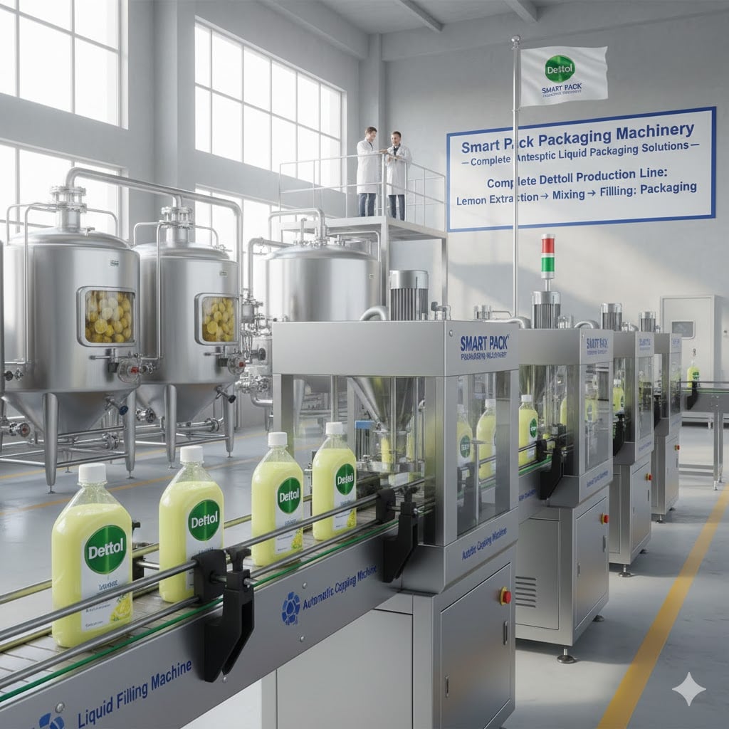 Sanitizer factory development starts with lemon Dettol production and modern packing
