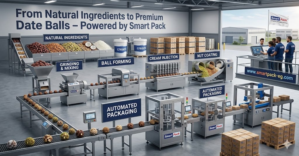 Date balls with cream or nuts give your factory a popular fast sweets product